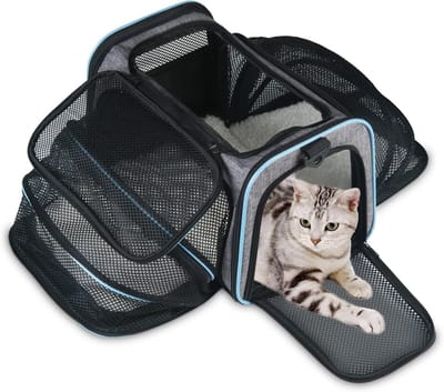 Huisdier Transporttas - Draagbare Kooi - Reizen met Dieren - Uitbreidbaar Ontwerp - 40 x 25 x 25 cm - Grijs