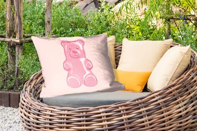 Buitenkussens - Beer - Roze - Snoep - 60x40 cm - Weerbestendig