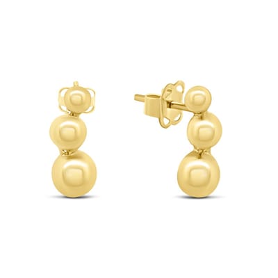 New Bling 9NBSAM-G230268 Gouden Oorknopjes Bolletjes - 2,5 + 3,5 + 4,5mm - 10,95mm Totaal Lengte - 14 Karaat - Goud