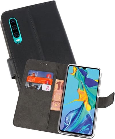 Booktype Telefoonhoesjes - Bookcase Hoesje - Wallet Case - Geschikt voor Huawei P30 - Zwart