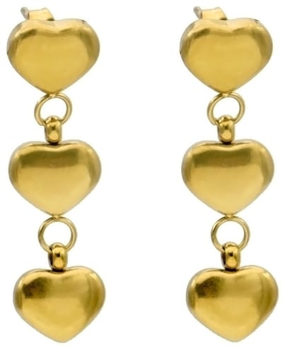 Oorbellen - RVS - hartjes - 3,5 cm