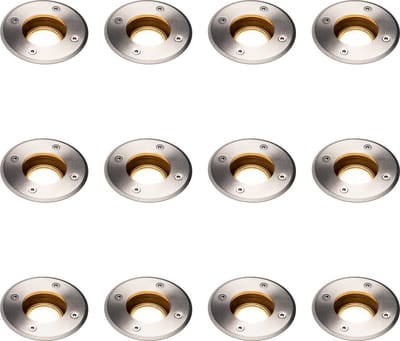 LongLife Inbouw LED Grondspots rond - Waterdicht - RVS Padverlichting - Zwart - 12 stuks - Ledlamp - Spot - Inbouwspot - Grondspot
