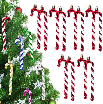 Dailygoods- Kerstboomversiering 12 stuks - Zuurstokken - Kunststof - Binnen/buitendecoratie - Geschikt voor kerstfeestcadeaus - Ca. 12,5 cm hoog - Kerstdecoratie