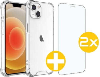 Hoesje en Screenprotector Combi Geschikt Voor iPhone 13 Mini - Anti Shock Hoesje + 2x Screenprotector