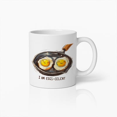 I Am Eggs-Celent Grappige Ontbijt Witte Mok – Schattige Ei-Woordgrap Koffiemok 330 ml
