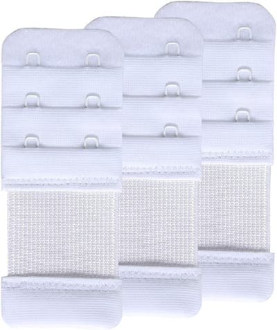 Bh-verlengbandje, elastisch bh-verlengbandje, vergroot comfortabel de bewegingsvrijheid van de bh, gemakkelijk te gebruiken, 2 haakjes met een tussenafstand van 1,9 cm, wit.