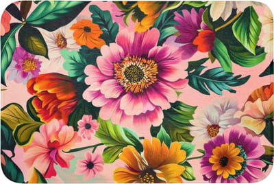 Badmat 90x60 cm - Antislip - Bloemen - Kleurrijk - Roze - Badmatten voor badkamer - Badkamermat - Douchemat - Badkamer mat