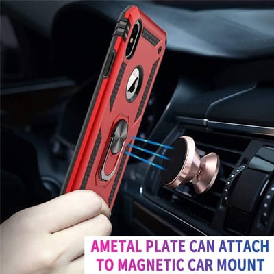 Ring Armor - Hoes met Kickstand Ring Geschikt voor: iPhone XS Max - Rood - Draaibare standaard - Magneet - ZT Accessoires