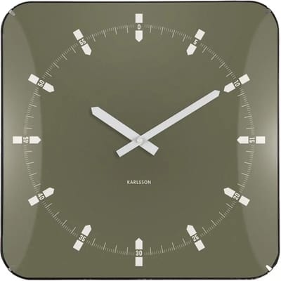 Karlsson Wandklok Sucinto Dome Square - Groen - 35x35x35cm - Wandklok Modern