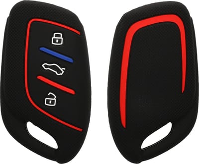 kwmobile autosleutel hoesje geschikt voor MG 3-knops ZS MG4 MG5 MG6 hoes - Siliconen autosleutel behuizing - Auto sleutel case met honingraat - Sleuteletui in zwart / rood / blauw