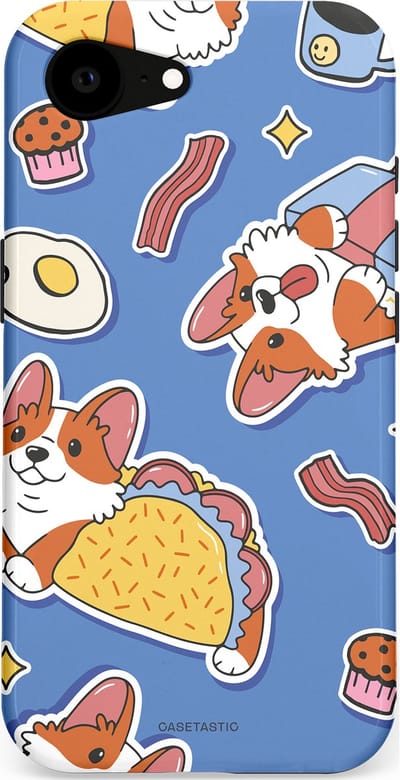 Casetastic Hoesje Geschikt voor Apple iPhone 16e Magsafe - Stijlvolle Beschermende Duo-layer Case - Corgi en Snacks