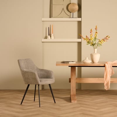 Eetkamerstoel Kaavi - Armstoel Sage Grijsgroen Stof - Modern Comfort
