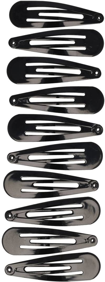 Haarsoires Haarspeld Klikklak 5cm - Basic - Zwart - Set van 10 - Haarclip Speldjes - Makkelijk in Gebruik - Haaraccessoires voor Volwassenen & Kinderen - Hair Clip - Decoratieve Haaraccessoire