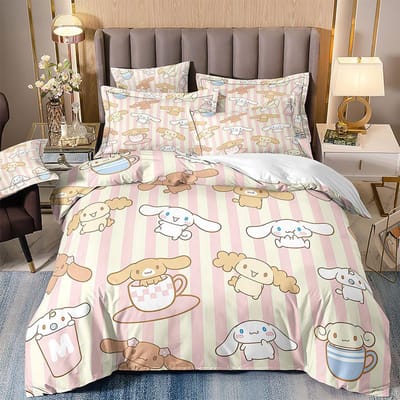 Leuke Cinnamoroll beddengoedsets: dekbedovertrek, kussensloop, 2-3-delige sets, ideaal als cadeau voor tieners en kinderen. US Twin173x218cm