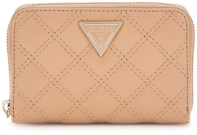 GUESS portemonnee Giully II SLG Medium Zip Around Wallet Beige Lichtbruin