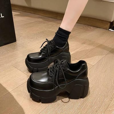 Dames Alles-match Hoogteverhoging Damesschoenen Dikke zool Veters Casual Schoenen 37 zwart