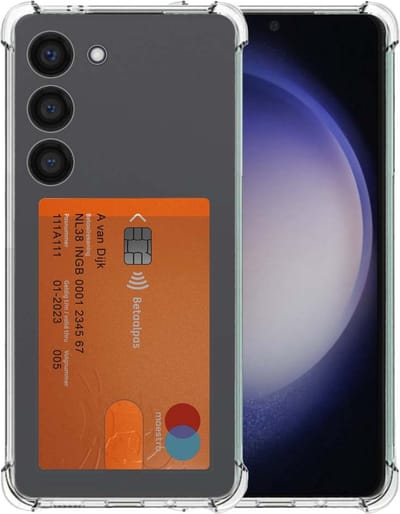 Smartphonica Telefoonhoesje Geschikt voor Samsung Galaxy S23 Plus met Pasjeshouder Doorzichtig Siliconen - Transparant TPU Shockproof Backcover Case with Card Slot geschikt voor Samsung Galaxy S23 Plus