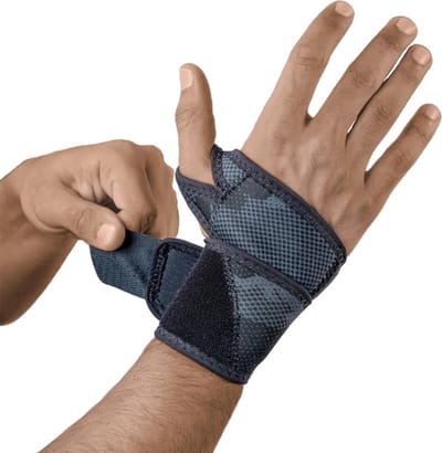 Mövibrace - Polsbandage / Polsbrace / Pols- en duimbrace - Neopreen - Past links en rechts - Unisex - Zwart / Camouflage - One size