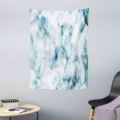 ABAKUHAUS Natuur Wandtapijt en Sprei, Grunge Marmer Effect, 110 x 150 cm, Turkoois