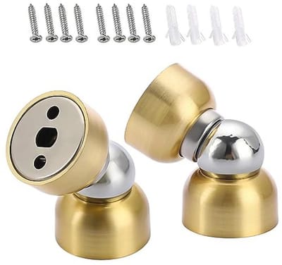 Set van 2 Mini Roestvrijstalen Deurhouders met Magnetische Wandmontage - Goud