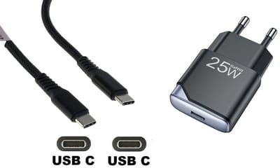 OneOne 25W snellader + 1,2m sterke USB C naar C kabel. GAN lader. PD PPS oplader adapter past op Samsung Galaxy M07, F07, M17, F17, Z TriFold, Tab A11 / A11+, Tab S11 / S11 Ultra, Tab S5e, Tab S6, Tab S7, Tab S8