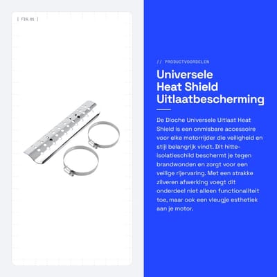 Dailygoods- Heat Shield Universeel - 2 Klemmen - Uitlaatbescherming - Zwart/Zilver - Geschikt voor Motoren - Afmetingen 22.9 x 6 cm