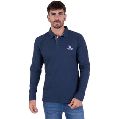 Poloshirt met lange mouwen en elleboogpatches Camberabero