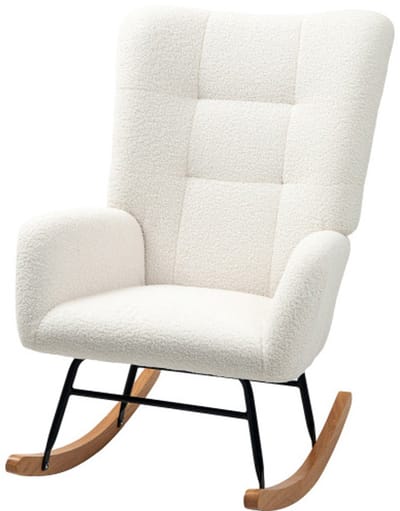 Schommelstoel, fauteuil, relaxstoel, leesstoel, geschikt voor lezen, tv-kijken en ontspanning, 70 x 94 x 100 cm, beige, metaal en hout.