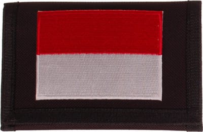 Klittenbandportemonnee Zwart 12x9cm - Applicatie 8x6cm vlag Indonesië