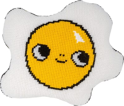 Vervaco - Kruissteekvormkussen kit met rug - Eva Mouton - Spiegelei - PN-0206623 - Borduren - Borduurpakket - Borduurpakket volwassenen - Borduurpakket kind
