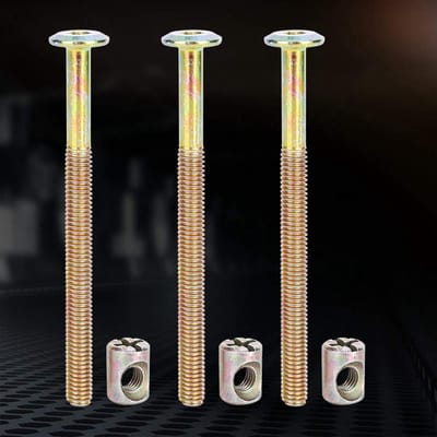 Dailygoods- Meubelbouten 10 Stuks - M6 - Koolstofstaal - Vatmoeren - Deuvel - Connector - 100mm Lengte - Roestbestendig - Bevestigingsbouten