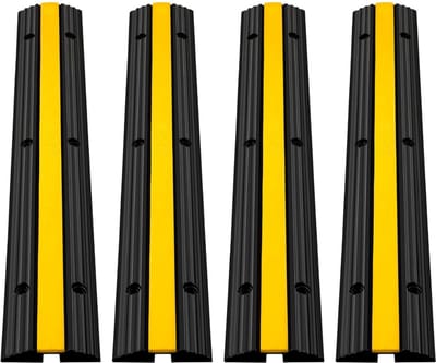 Thuys – Kabelmat – Kabelbrug – 4 Stuks Commercieel Thermoplastisch Rubber – 104 x 18 x 14cm – Zwart