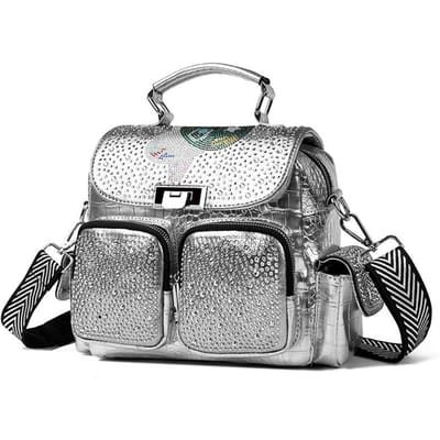 Modieuze en Trendy Rugzak Nieuwe Diamant Ingelegd Multifunctionele en Modieuze Veelzijdige Eén Schouder Crossbody Tas Handtas gray
