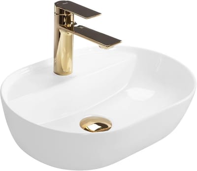 Moderne Opzetwastafel 42 cm voor Badkamer - Keramiek (Wit)