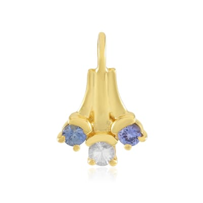 Cavill - Zilveren Hanger Verguld met Blauwe Ceylon Saffier 0,294 ct & Zirkoon 0,261 ct - Rond Slijpsel - Elegante Dames Sieraden