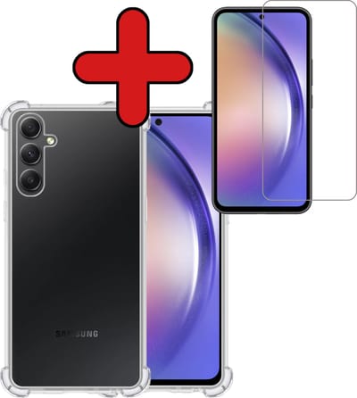 Hoesje - Met Screenprotector - Geschikt voor Samsung Galaxy A54 - Sterk & Shockproof - Back Cover - Siliconen Case - Telefoon Hoes - Shock Proof - Telefoonhoes - Transparant