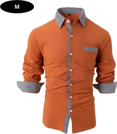 Bovista Overhemd Heren - Volwassenen - Lange Mouwen - Strijkvrij - Lange Mouw - Oranje - Maat M