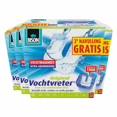Bison Vochtvreter + 1 Navulling Neutraal - 4 x 2 x 450 gr - Voordeelverpakking