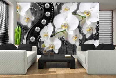 Floral Orchids Design Photo Wallcovering