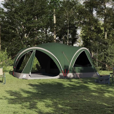 vidaXL - Familietent - voor - 10 - personen - Groen - en - Grijs - 460 - x - 430 - x - 214 - cm