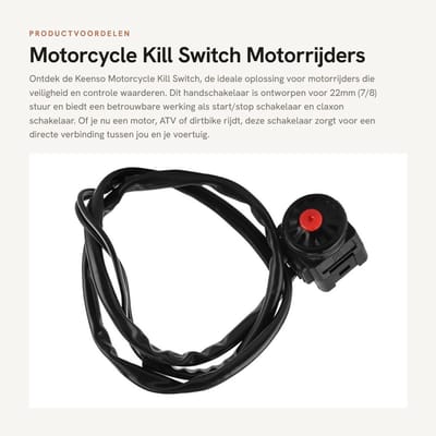Dailygoods - Motorcycle Kill Switch - Motorrijders - Betrouwbaar en veilig - 22mm Handlebar - Eenvoudige installatie