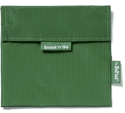 Snack'n'Go Active Groen - Herbruikbaar Boterhamzakje en Snackverpakking - Sluiting met klittenband - BPA-vrij - Waterdichte binnenlaag - Wasbaar tot 60°C