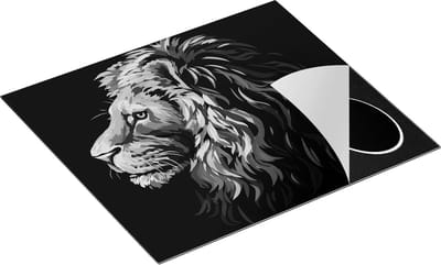 Chefcare Inductie Beschermer Gekleurde Leeuw - Leeuwenkop - Abstract - Zwart Wit - 60x50 cm - Afdekplaat Inductie - Kookplaat Beschermer - Inductie Mat