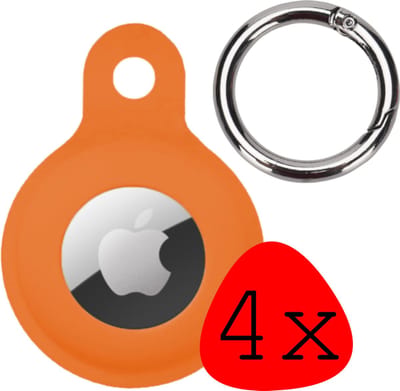 Hoesje Geschikt voor Apple AirTag Hoesje Case Hoesje Geschikt voor Apple AirTag Sleutelhanger Siliconen Hoes - Oranje - 4 Stuks