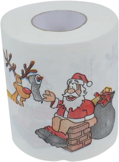 Toiletpapier Kerstprint - Papieren Rol Tissues - Vakantie Sfeer - Kerstman Eland Patronen - 10 x 10 x 10 cm
