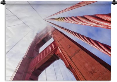 Wandkleed Golden Gate Bridge - Rode fundering van de Golden Gate Bridge in San Francisco Wandkleed katoen 60x45 cm - Wandtapijt met foto