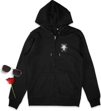 DJ Base - Dames en Heren Hoodie met rits en capuchon - zwart - Maat S