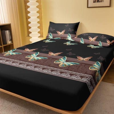 1 Eenvoudig Modern Mat Hoeslaken met Vlinderprint, Slaapkamer Bedsprei met Print, Beddengoed (Exclusief kussenslopen) 71x132cm gray