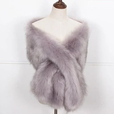 Vrouwen Bolero Bruids Sjaal Imitatiebont Wikkel Bruiloft Cape Winter Ivoor Mantel Avondjurken Imitatiebont Sjaal Bont Cape gray