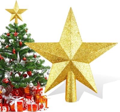 Gouden Ster voor Bovenop de Kerstboom, 20cm Hoog, Perfecte Decoratie voor Kerstmis, Stervormige Boomtopper, Duurzaam en Elegant